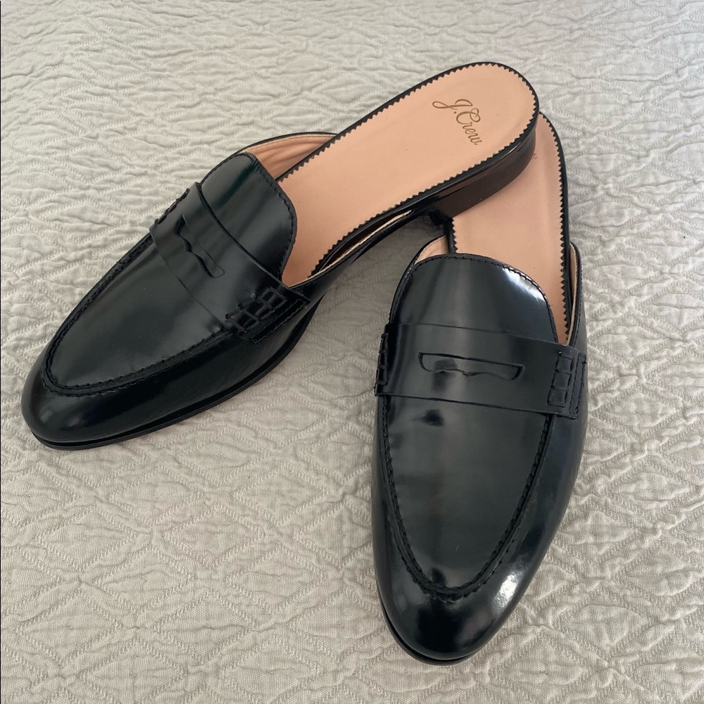 J. Crew Academy penny-loafer mules in patent leather, Size 8 1/2— never worn